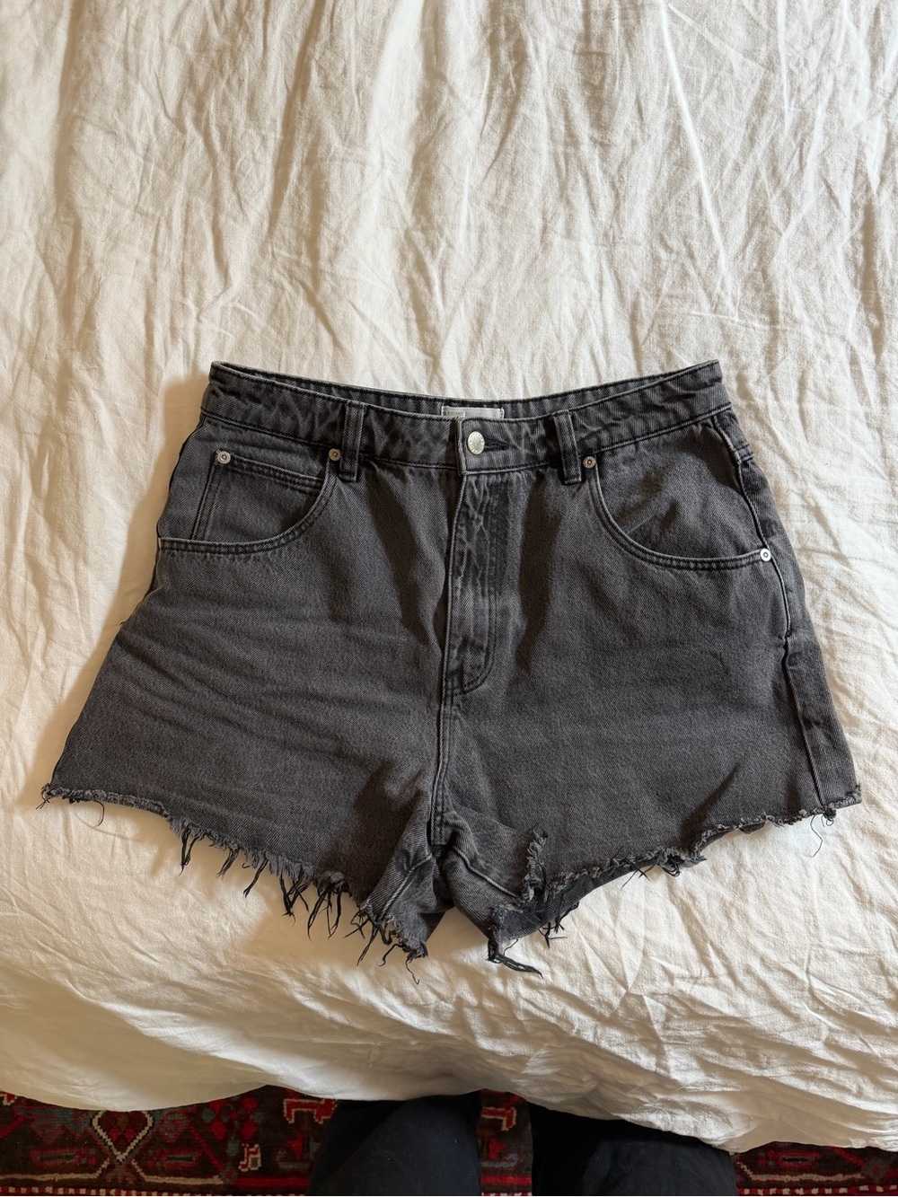 ROLLA'S Black Distressed Frayed Hem Denim Shorts